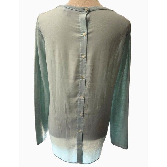 Ann Taylor Sweater Blue Merino Wool Knit Button Back Blouse Long Sleeve… - Picture 5 of 9